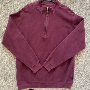 Woolrich Mens Knit Pullover Sweater Size XL 1/4 Zip Burgundy Maroon